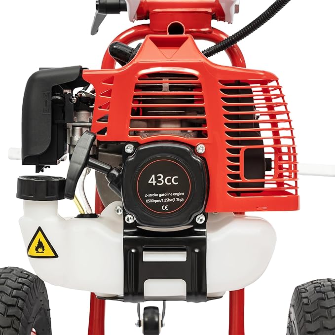 2 Stroke 43CC Gasoline Powered Lawn Sweeper Push Brooms Walk Behind Snow Sweeping Cleaner Machine 1.7HP/ 1.25KW 6500-8500rpm
