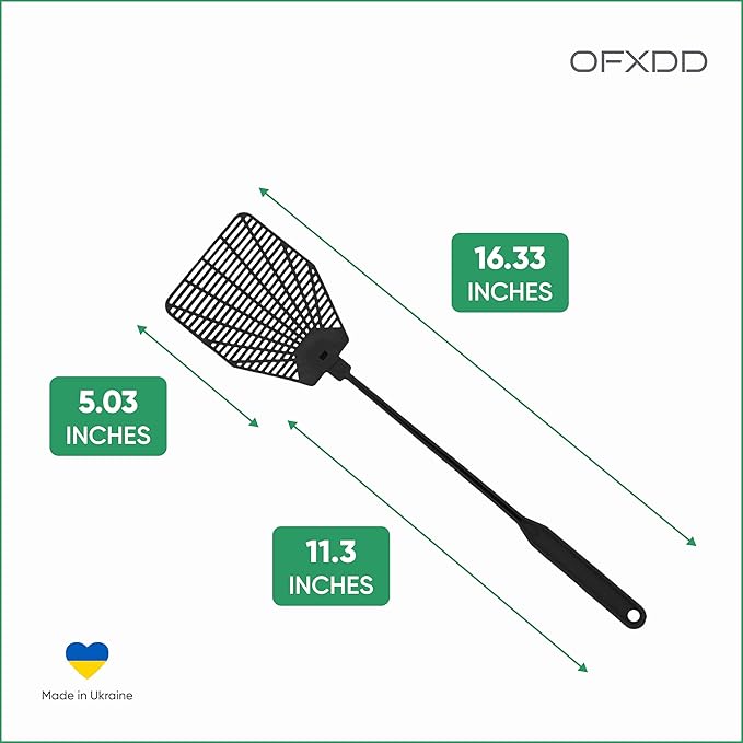 Rubber Fly Swatter, Long Fly Swatter Pack, Fly Swatter Heavy Duty (3 Pack) (Black)