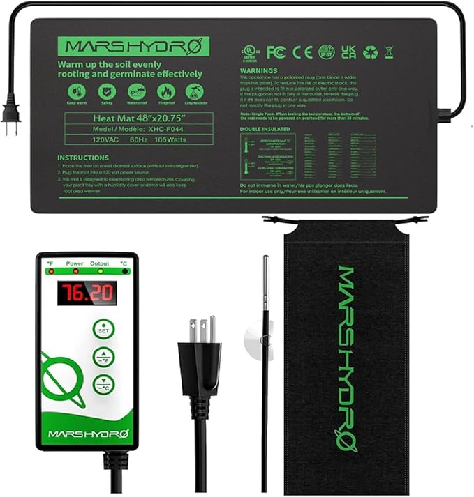 MARS HYDRO 48''x20.75'' Seedling Heat Mat with Thermostat Combo Set,Heating Pad for for Germination, Indoor Gardening, Greenhouse