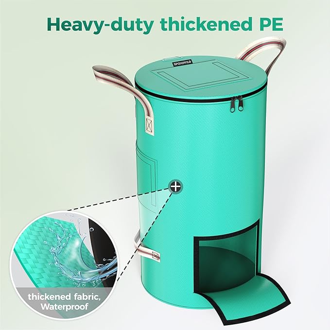 Compost Bin Outdoor - 43 Gallon Breathable Thickened Reusable Garden Yard Waste Bags, Composting Bin for Outside Garden with Faster Composting & Odor Reduction