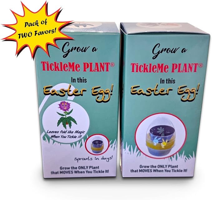 TickleMe Plant Egg Grow Kits (2) - Hatch Your Own TickleMe Plants Inside an Egg - Leaves Fold Up When You Tickle Them! Full Kit for Simple Growing - Or a Unique Easter Basket Stuffer Surprise