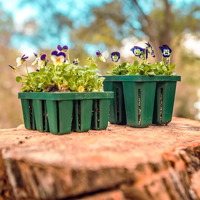 Vego garden Seedling Suite Products, 4 Pack Standard Seedling Trays with 10" x 10" Bottom Watering Trays