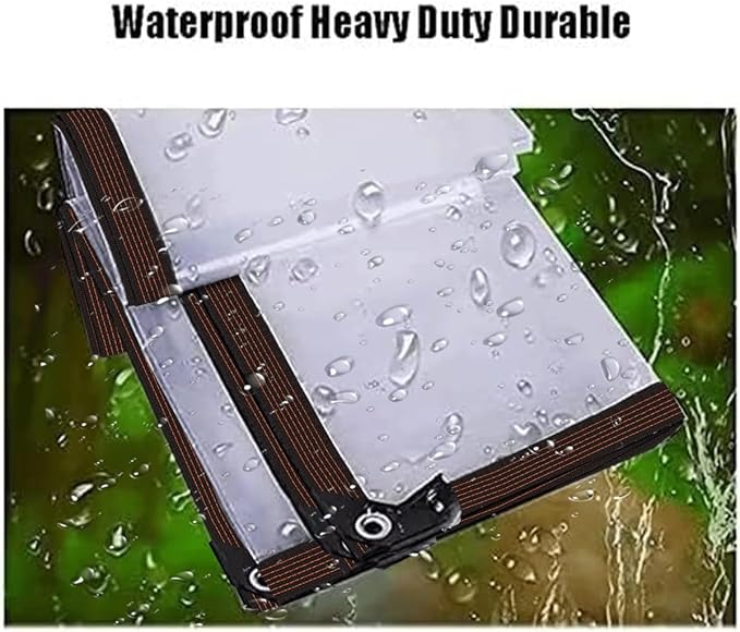 Clear Tarps with Grommets, 7x8FT with 1 Rolls Ropes Anti Tear Waterproof Tarps for Outdoors Clear Plant Covers for Covering Firewood Piles Patio Furniture Dog or Chicken Coops