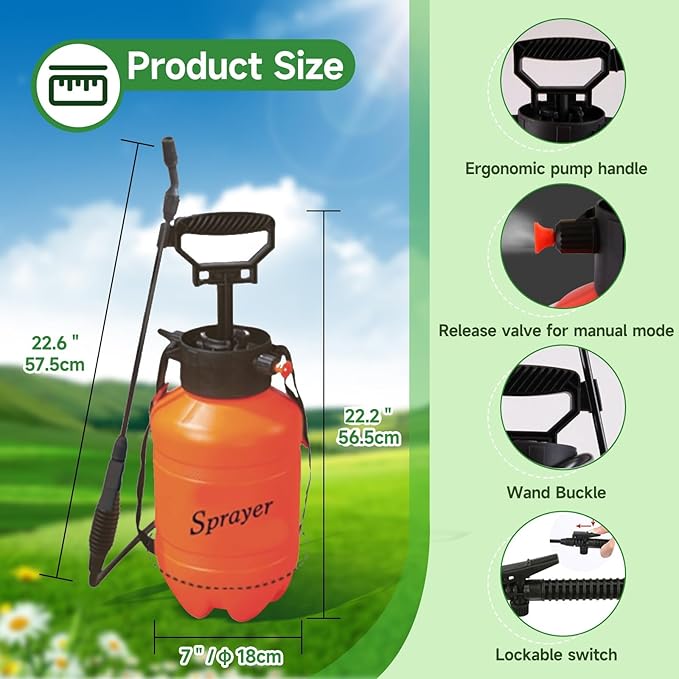 Battery Powered and Manual Sprayer (Dual Function) for Yard, Garden and Agriculture 2 Gallon