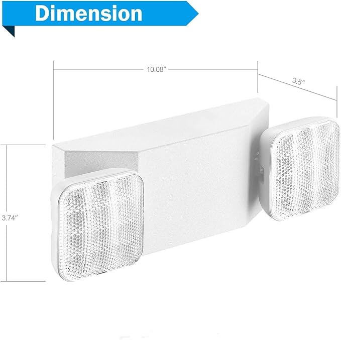 8 Pack LED Emergency Exit Lighting Fixtures with 2 LED Bug Eye Heads and Back Up Batteries- UL Standard Emergency Safety Lights, UL 924 and CEC Qualified, 90-Minute Minimum Capacity