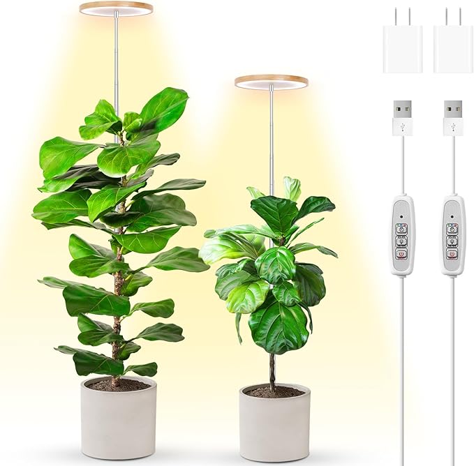 LBW Plant Grow Light Bamboo Plants Grow Lights for Indoor Full Spectrum LED Plant Grow Light, 4/8/12H Recurring Timer