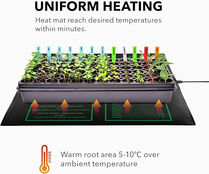 BN-LINK Seedling Heat Mat Warm Hydroponic Heating Pad Waterproof 20" x 20.75" for Seed Starting Greenhouse and Germination, 2 Pack