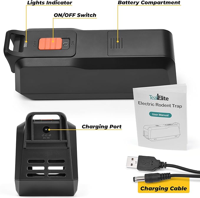 Teal Elite Electric Mouse Trap - Electronic Rodent Zapper for Indoors & Home - Humane & Effective Mouse Traps - Reusable, No Touch Mouse Killer - Safe & Easy to Use (Pack 2)
