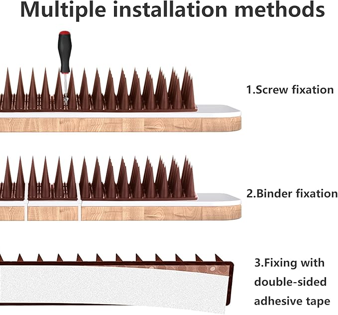 Bird Spikes, 20 Packs Bird Deterrent, Raccoon and Squirrel Deterrent, for Outdoor Repelling Birds and Reptiles, Squirrel Spikes for Fences and Roofs to Keep Birds Away(Brown)