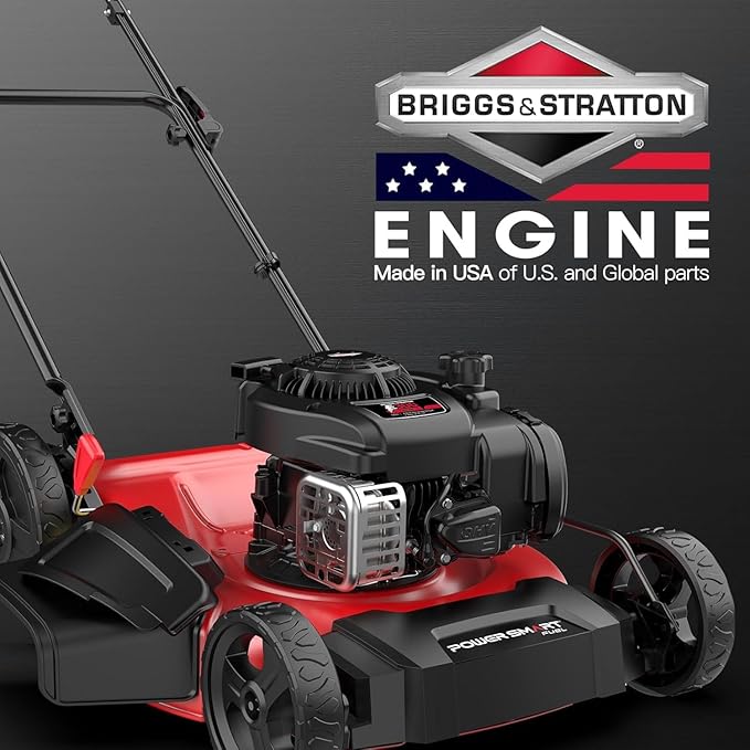 PowerSmart 21" Push Lawn Mower with B&S 125cc Engine, 2-in-1 Mulching and Side Discharge, Easy Assembly & Lightweight, Cordless Push Lawn Mowers for Garden Yard