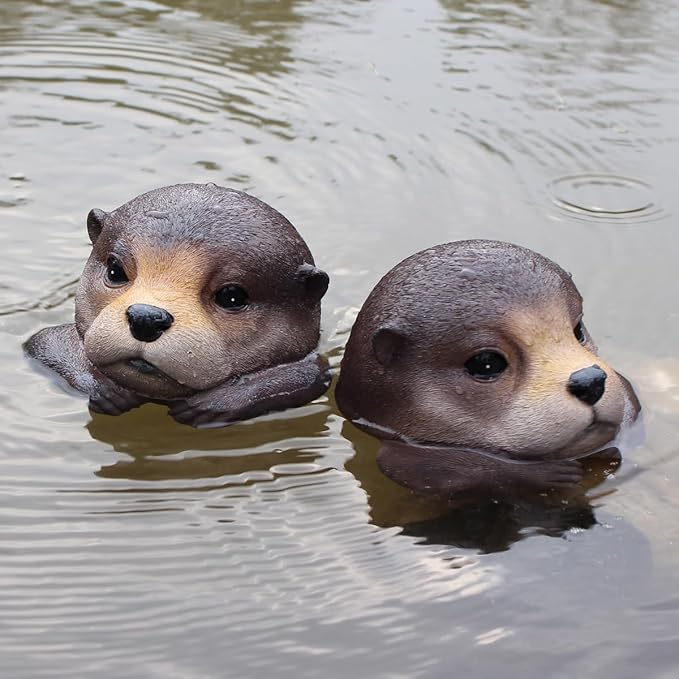 Floating Otter Head Resin Art, Waterproof Pond Float, Decorative Animal Sculpture, Garden Lake Decor, Duck Deterrent, Artistic Resin Decor for Outdoor Use (1 PC)