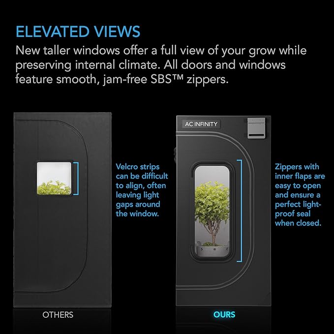 AC Infinity CLOUDLAB 811, Advance Grow Tent 10x10, Thickest 1" Poles, 2000D Mylar Canvas, Lab-Tested Highest Reflectivity, Largest Zipper Window, Controller Plate, 120" x 120" x 80" Indoor Growing