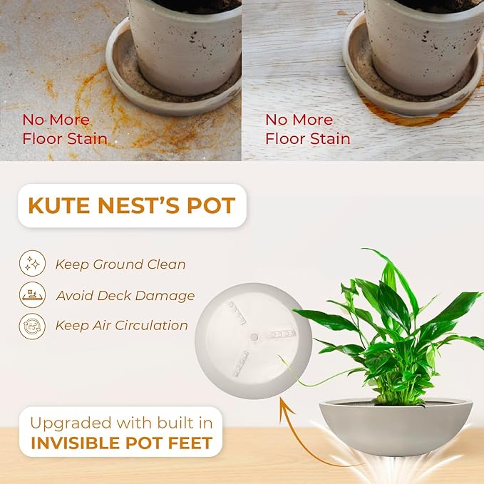 7.7" H x 22" D Round Bowl Fiberstone Planter for Succulent and Lotus, Drainage Hole, Weather Resistant for Indoor and Outdoor Use, Included 2 Extra Coco Mats (Taupe, 19.9" Pot Opening)
