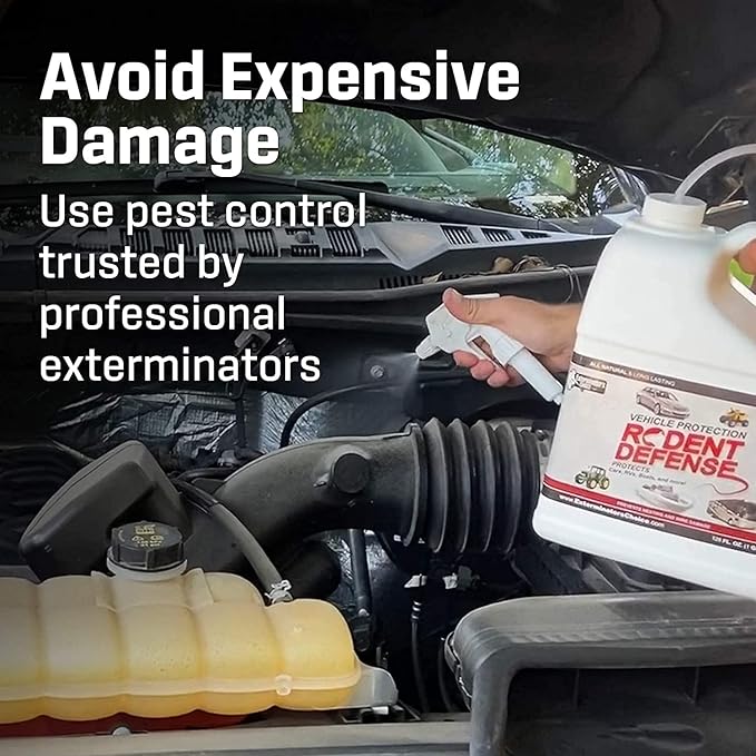 Exterminators Choice Vehicle Defense Spray for Cars & Trucks - 32 oz - Anti-Squirrel Peppermint & Garlic Formula - Repels Mice & Rats - Safe for Kids & Pets