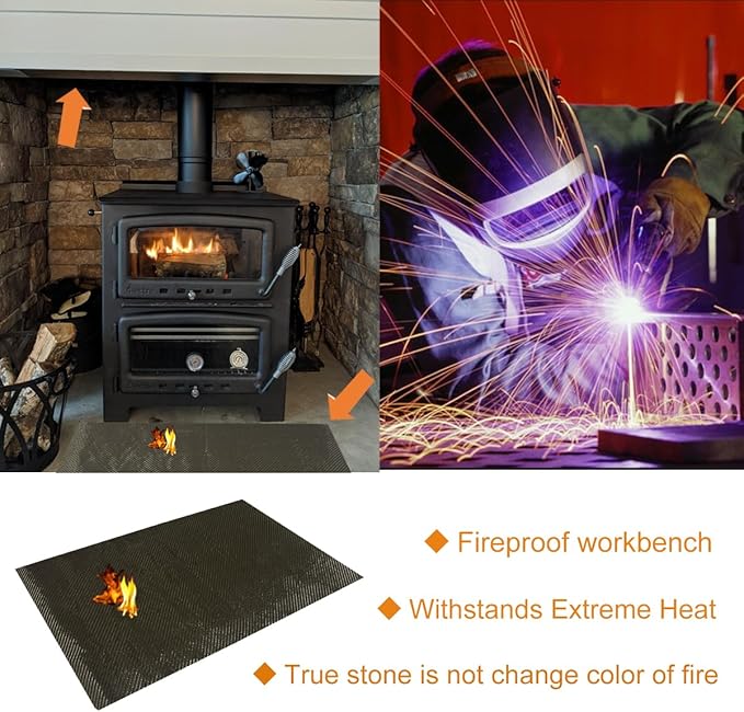 Titanium Thermal Barrier Adhesive Backed Heat Blanket Heat Shield Mat 12'' X 24'' for wall behind grill, fireplace kitchen cabinet 2500 Degrees Fire Pit Mat Fireproof Grill Pad