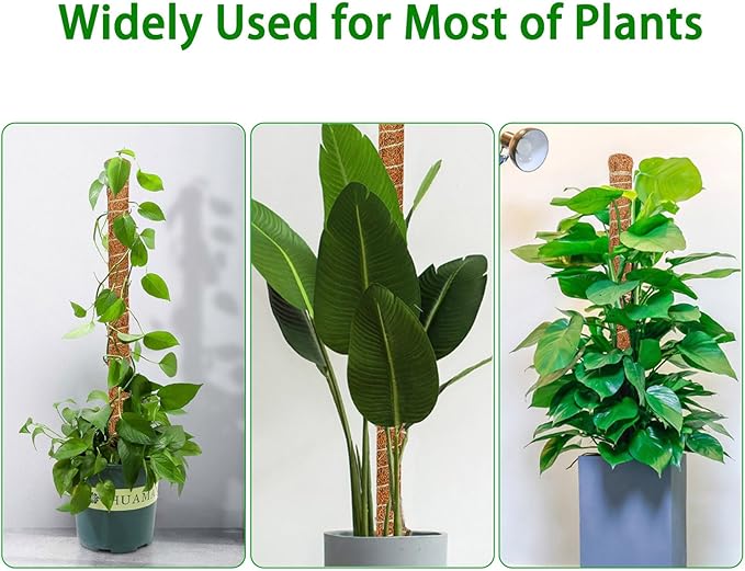 4 Pack Moss Pole, 47-Inch Moss Poles for Plants Monstera,Bendable Plant Support Stakes for Climbing Plants Indoor, Garden Trellis Plant Stick for Potted Plants, Pothos Philodendron