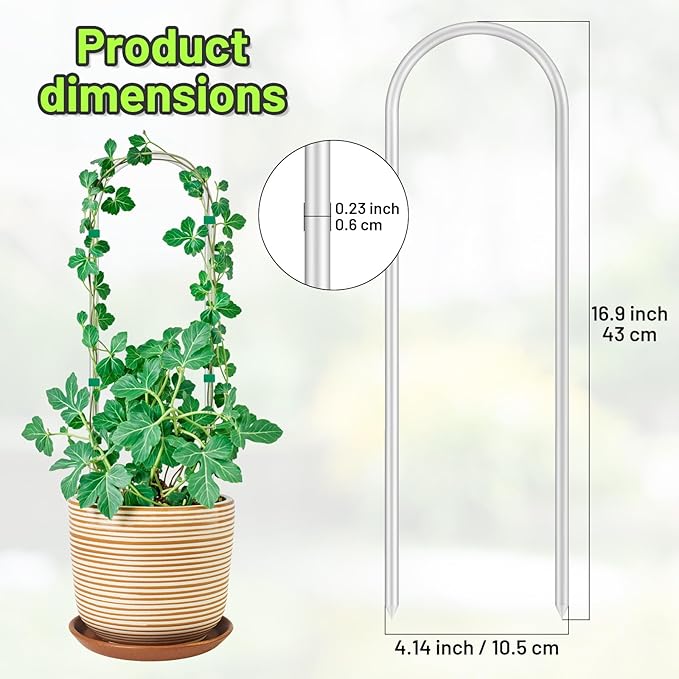 3 Pack U-Shape Acrylic Plant Trellis for Indoor Climbing Plants, 16 Inch Small Plant Trellis, Potted Plant Climber Support for Pothos, Vine Ivy, Houseplant