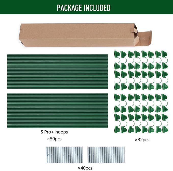 MAXPACE Greenhouse Hoops for DIY Grow Tunnels Less Than 2.7ft Wide, Rust-Free Fiberglass Support Hoops Frame for Garden Fabric, Plant Support Garden Stakes, Gardening Supplies, 50pcs
