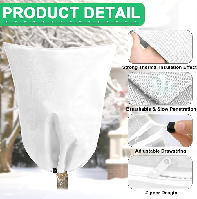 DQS 2 Pack Plant Covers Freeze Protection, 70.8" x82.6" Winter Frost Protection Blankets Frost Cloth,Suitable for Outdoor Winter Frost, Cold Weather, shrubs, Trees, Jackets, and coverings