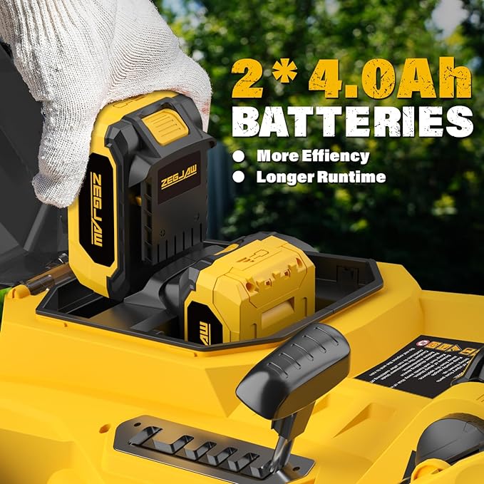 Electric Lawn Mower Cordless,15-Inch Lawn Mower with 2pcs 4.0Ah Batteries and Charger,2-in-1 Electric Mower with 6-Position Height Adjustment & Foldable Handle
