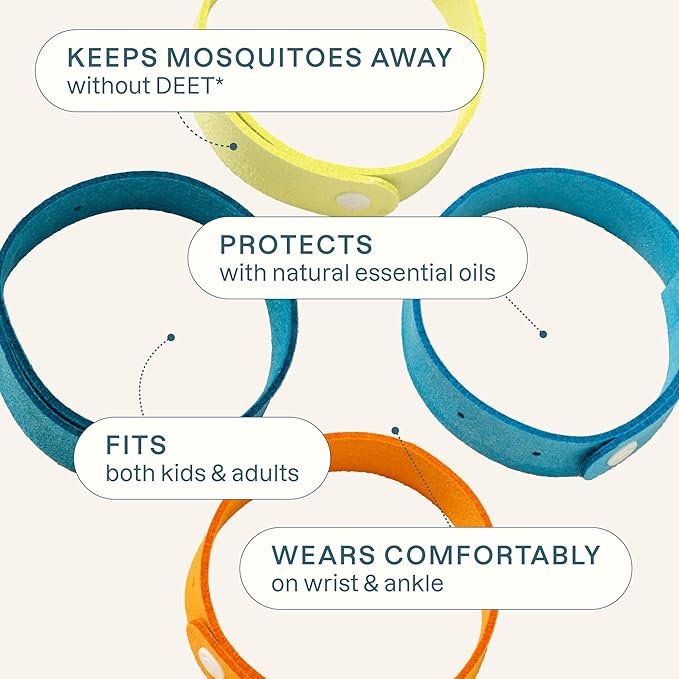 Cliganic Mosquito Repellent Microfiber Bracelets (20 Pack) - for Adults and Kids, DEET Free Wristbands