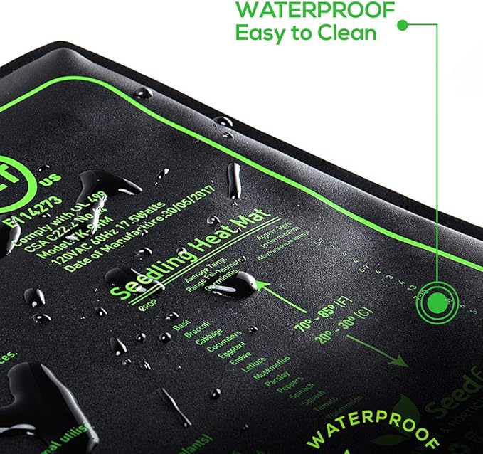 Seedfactor MET Certified Seedling Heat Mat with 50℉~108℉ Digital Thermostat Controller for Seed Germination (20" x 20")