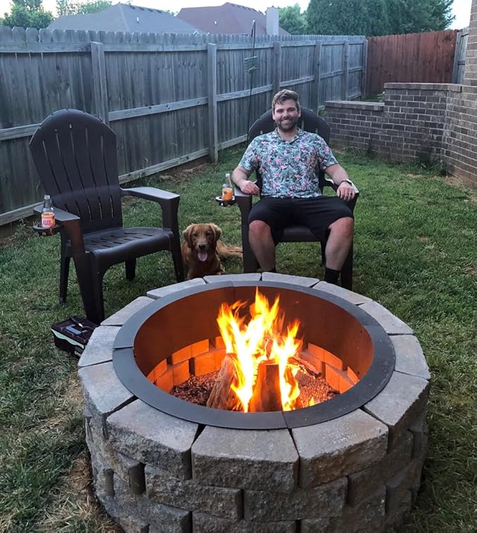Sunnydaze Outdoor Fire Pit Ring - DIY Above or In-Ground Steel Fire Ring Insert - 36-Inch Outer/30-Inch Inner Diameter