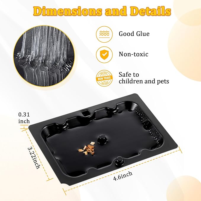 Qualirey 12 Pack Mouse and Insect Glue Traps, Strong Sticky Mice Traps Indoor for Home, Pre Scented Rodent Pads with Non Toxic Glue for House Garage, Ready to Use, Safe to Children and Pets (Black)