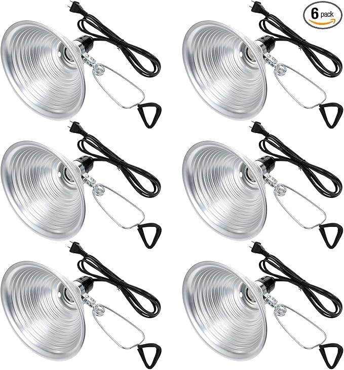 Macarrie 6 Pcs Adjustable Clamp Lamp Light with Aluminum Reflector Up to 150 Watt (No Bulb Included) E26 Socket SPT-2 18awg 6FT Cord (8.5 Inch)