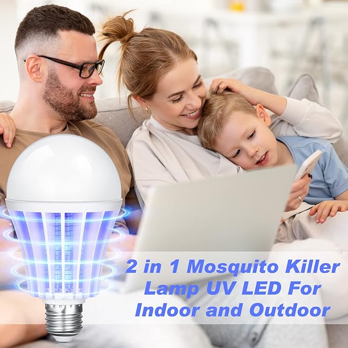 Qualirey Bug Zapper Light Bulb Bulk 2 in 1 Electronic Mosquito Killer Lamp LED Light for Fruit Flies Bug Fly Insect Mosquito Control, Suitable for Indoor Entryway Patio Doorway Corridor (12 Pcs)