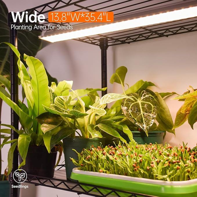Plant Shelf with Grow Lights, 4-Tier Grow Light Shelf with 30W T5 Full Spectrum Grow Lights, Plant Stand with Grow Light for Indoor Plants, Seed Starting, Seedlings(35.4" L x 13.8" W x 59" H)