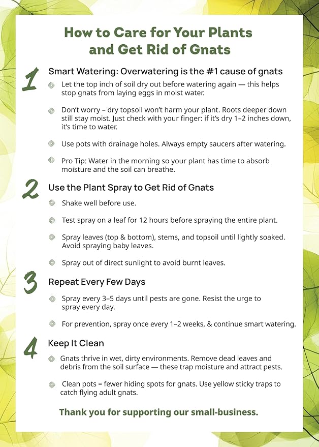 Kate's Garden Plant Spray for Insects & Getting Rid of Gnats. Fungus Gnat Killer & Bug Spray for Indoor Plants (16oz, Pet Safe, Non Toxic)