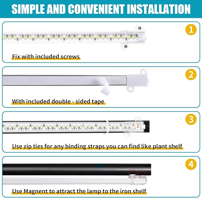 LED Grow Light Strips for Indoor Plants Full Spectrum 3500K, 192 LEDs Plant Light Bar with 3/9/12H Timer, 10 Dimmable Levels for Seedling Succulent, 13 Inches, 4 Head
