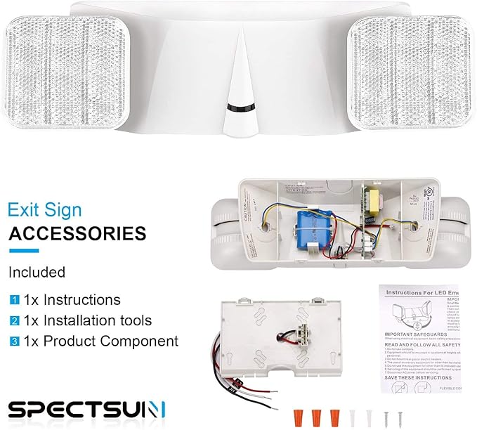 SPECTSUN 10 Pack LED Emergency EXIT Sign Lighting Combo- 120-277V Emergency Exit Lights for Home Power Failure-UL 924 Certified Commercial Emergency Light Fixtures, Exit Signs with Emergency Lights”