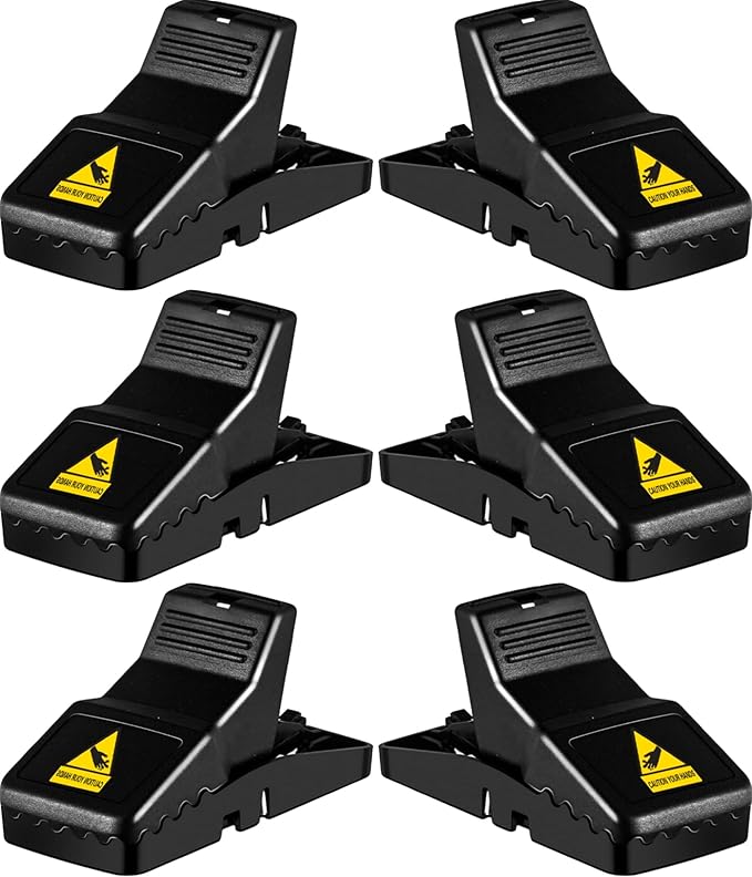 Feeke Rat Trap, Large Mouse Traps, Mouse Traps Indoor for Home, Instant Kill Traps for Mouse Rat Chipmunk, Quick Set Up and Reusable - 6 Pack, Black