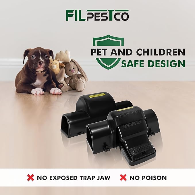 Set of 2 Professional Grade Extra Large Tunnel Rat Snap Traps, Mouse Trap, Reusable Trap, Heavy Duty for Indoor and Outdoor Pest Control Rodent Solutions