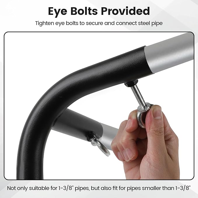 1 3/8'' Canopy Fittings for 4 Leg Carport Frame Parts, Black Canopy Pipe Fittings with Eye Bolts, Carport Frame Kit Low Peak Connectors with 156 Degree Angle(10Pcs)