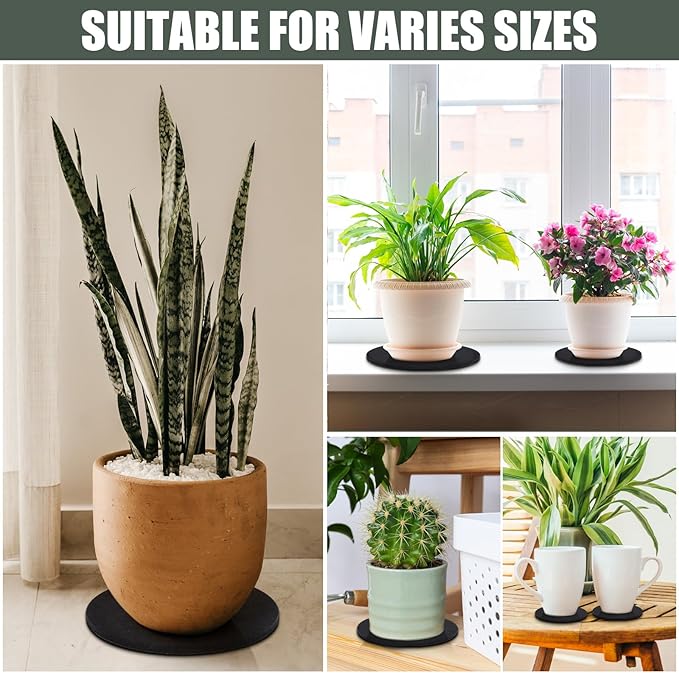 Plant Coaster Mat Reversible(Fabric/Leather),6Pcs Plant Coasters for House Plants Indoor & Outdoor,Household Products Absorbent/Waterproof(6inch)