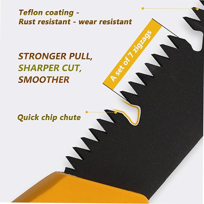 14-inch folding saw, sharper blades, outdoor and camping saws, hunting/bone saws, handling firewood, fire pit lumber, lawn and garden work, pruning trees and shrubs, easy to use and store