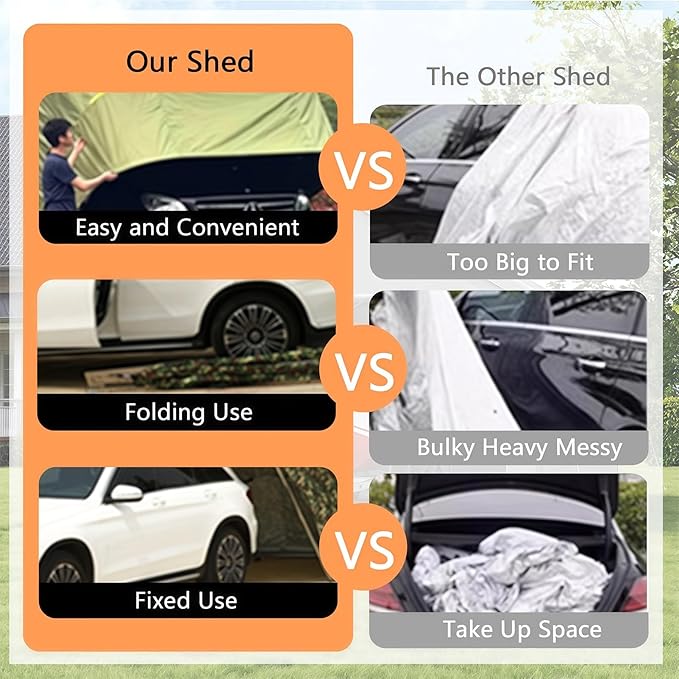 Car Port Portable Storage Shed Carport Canopy Carports Metal Carport Round Style Outdoor Storage Shed Lockable for Automotive Use Anti-Snow Waterproof(Camouflage)