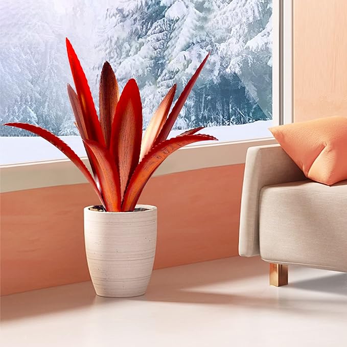 TOMBABY Enlarge Thickened Wind Resistant Metal Agave Garden Art Metal Plant Country Garden Sculpture Statue Outdoor Decoration Agave Metal Plant Courtyard Garden Lawn Ornament Gift (1, 12 Leaves red)