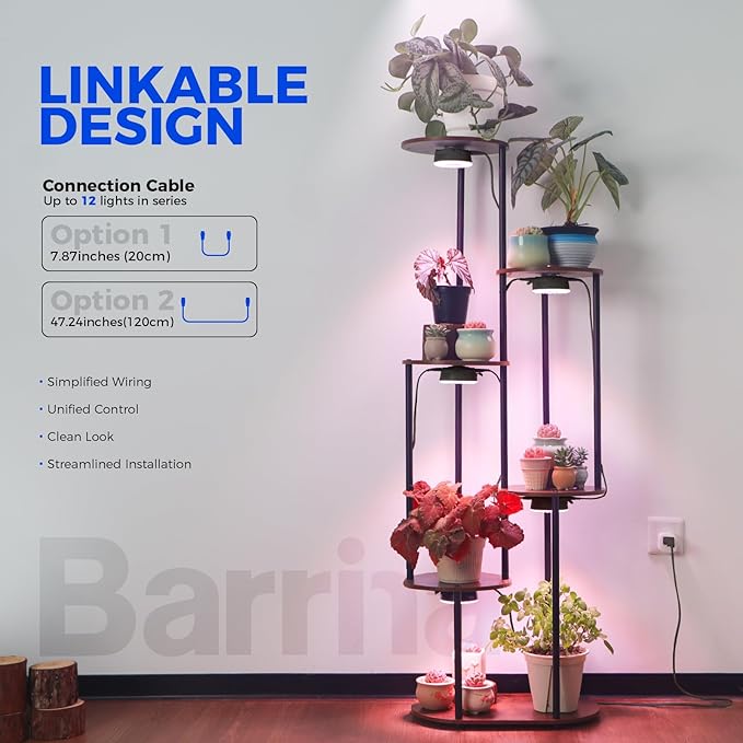 Barrina Orbgrow OG09 Puck Grow Light with Timer, Pinkish White 36W(4 x 9W, 540 Watt Equiv), Full Spectrum Plant Light for Indoor Plants, Magnetic & Linkable, 5 Levels Dimmable, 4 Packs, Black