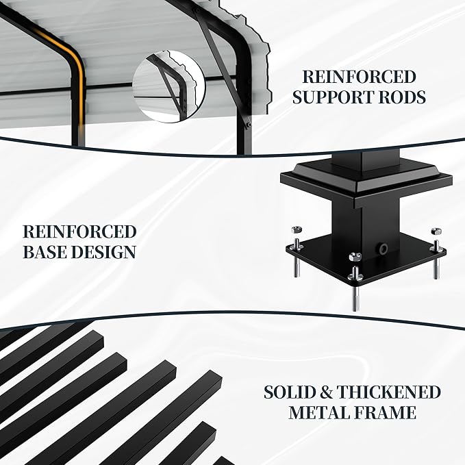 Metal Carport, Heavy Duty Metal Carport Canopy with Galvanized Steel Roof and Frame, Permanent Garage for Pickup, Bass Boat, Trucks, Car and Tractors