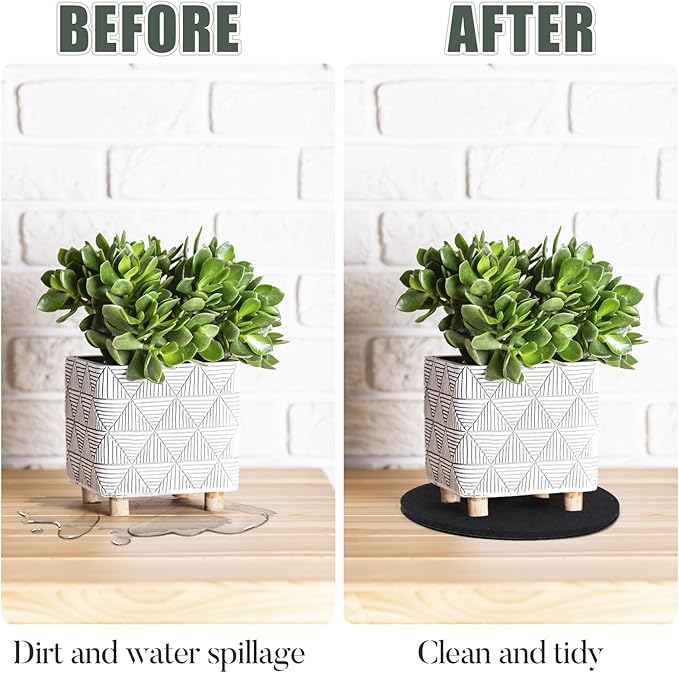 Plant Coaster Mat Reversible(Fabric/Leather),3Pcs Plant Coasters for House Plants Indoor & Outdoor,Household Products Absorbent/Waterproof(10inch)