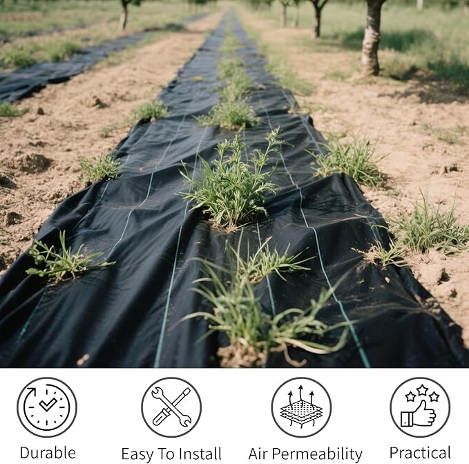 Weed Barrier Landscape Fabric, Durable PE Ground Cover Mat, High Permeability Weed Control Cloth, Gardening Weed Blocker Mat, Driveway Fabric (4x300 FT)