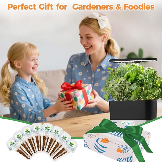 Herb Seed Pods Kit Hydroponic - Refill Pod for All Indoor Garden, 8 Grow Pods with Seeds of Genovese Basil, Peppermint and Thai Basil, Compatible with All Hydroponics Growing Systems
