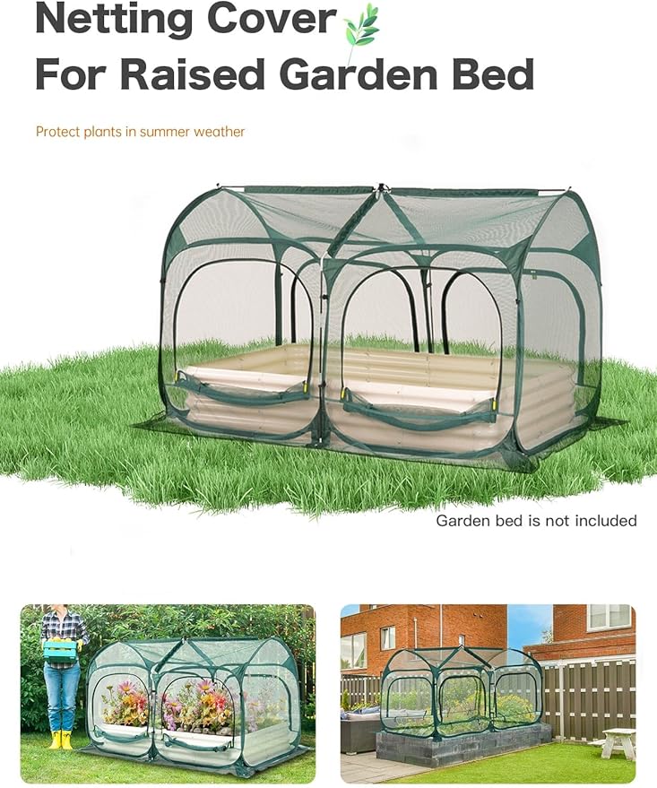 Poray Large 8.2x4FT Plant Netting Cover, Pop up Tunnel Crop Cage Gardening Net,Pest Guard Cover for Vegetables &Fruits,Durable Gardening Net for Plant and Animal