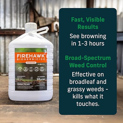 FireHawk™ Bioherbicide Concentrate 1 Gal | Fast‑Acting Alternative Weed Killer | Soil‑Friendly Formula | Makes Up to 21 Gal for Broad‑Spectrum Control