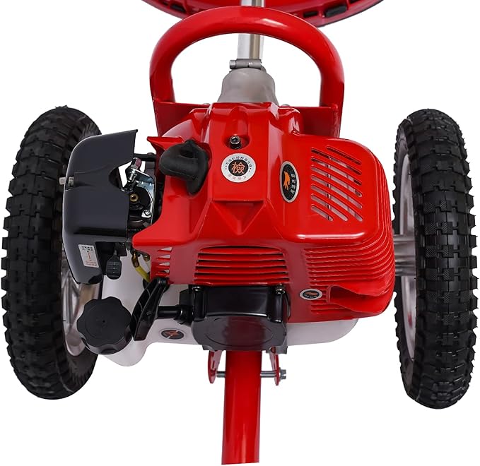 PERFERATE 49CC 2 Stroke Gas Powered Hand Push Lawn Mower 2 in 1 Gas Weed Wacker Push Brush Cutter with Air-Cooled System Walk Behind Weed Trimmer Push Weed Eater with Wheels