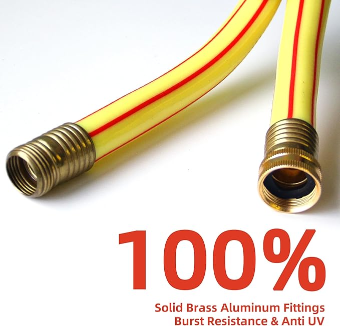 Solution4Patio Yellow Garden Hose 3/4 in. x 50 ft. -Heavy Duty Durable Flexible Lightweight Water Pipe-Brass Aluminum Ends for Household & Commercial Use -Kink Free, No Leaking, Male/Female Fittings